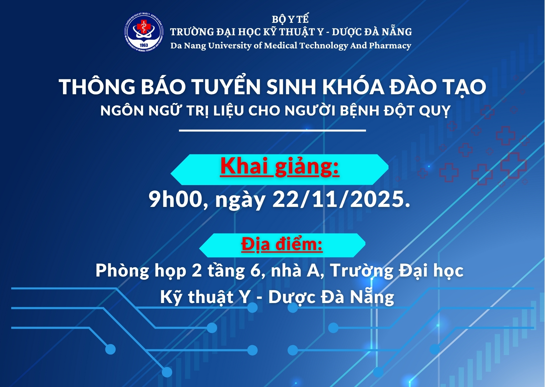 Trường Đại học Kỹ thuật Y - Dược Đà Nẵng tuyển sinh khóa đào tạo “Ngôn ngữ trị liệu cho người bệnh sau đột quỵ”